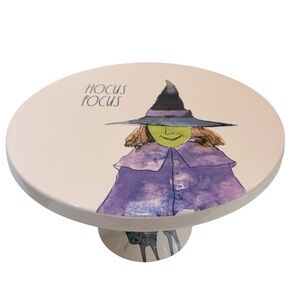 Rae Dunn Halloween Hocus Pocus Witch Cake Plate Stand with Black Cat‎